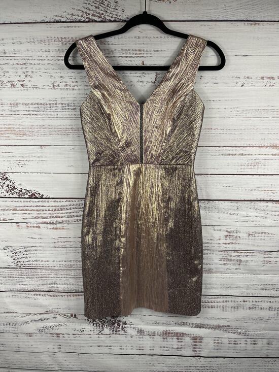 Phoebe Dresses & Skirts - Phoebe Dress Women's SZ 0 Gold Metallic V Neck Sheath Sleeveless Party Cocktail